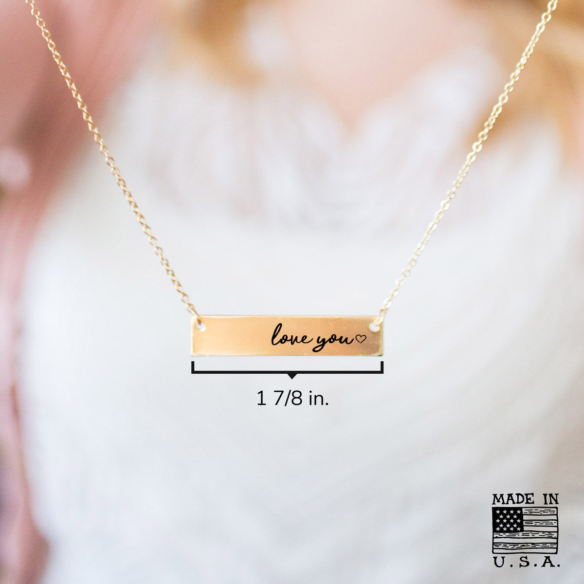 Love You Gold / Silver Bar Necklace - pipercleo.com