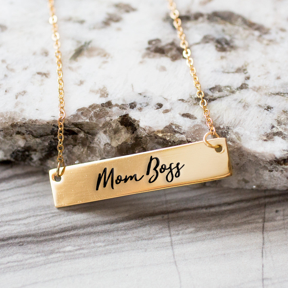 Mom Boss Gold / Silver Bar Necklace - pipercleo.com