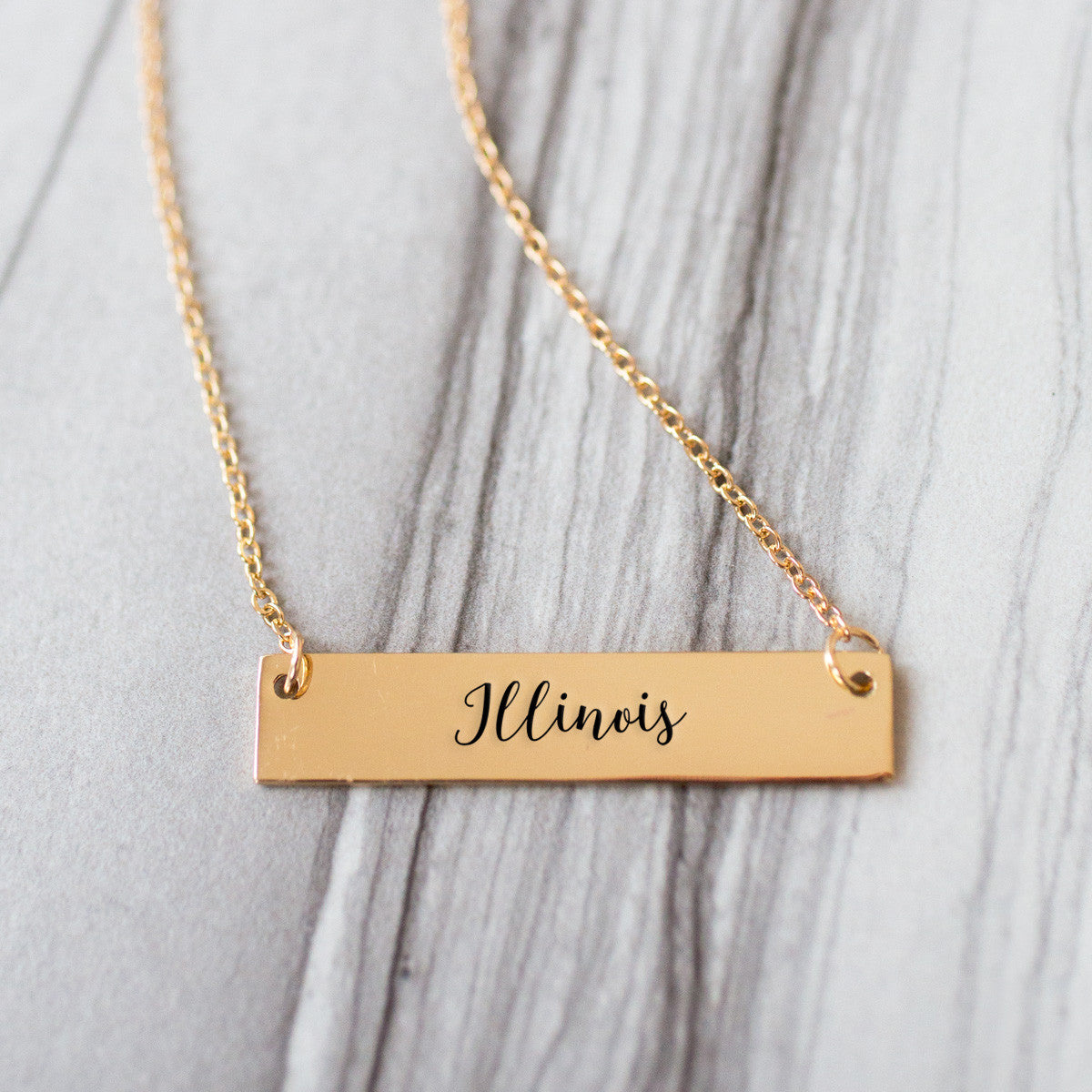 Illinois Gold / Silver Bar Necklace - pipercleo.com