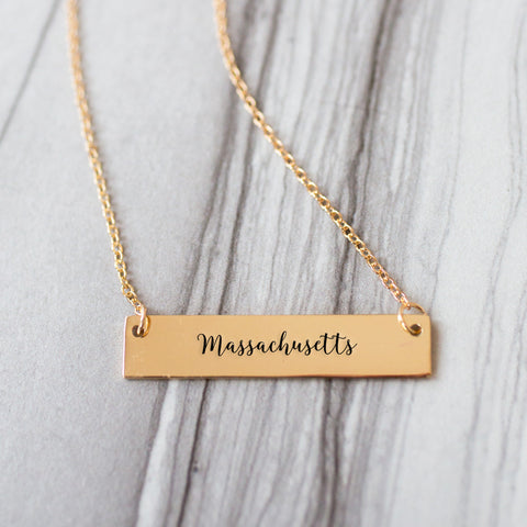 Massachusetts Gold / Silver Bar Necklace - pipercleo.com