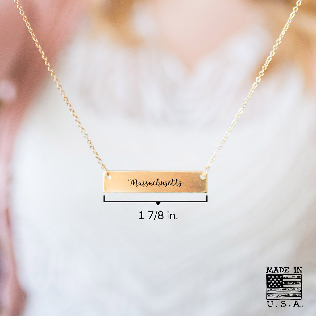 Massachusetts Gold / Silver Bar Necklace - pipercleo.com