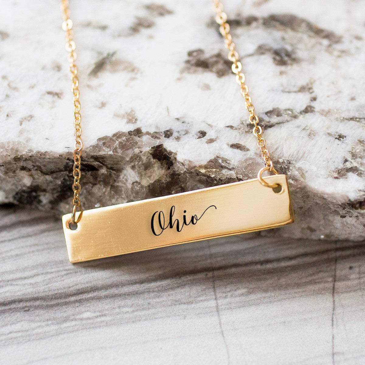 Home State Pride  Gold / Silver Bar Necklace - Select Your State! - pipercleo.com