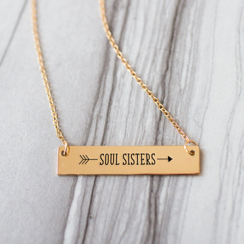 Soul Sister Arrow Gold Silver Bar Necklace Sister Gifts pipercleo