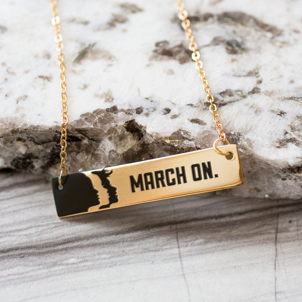March On Bar Gold / Silver Necklace - pipercleo.com