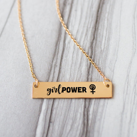Girl Power Gold / Silver Bar Necklace - pipercleo.com