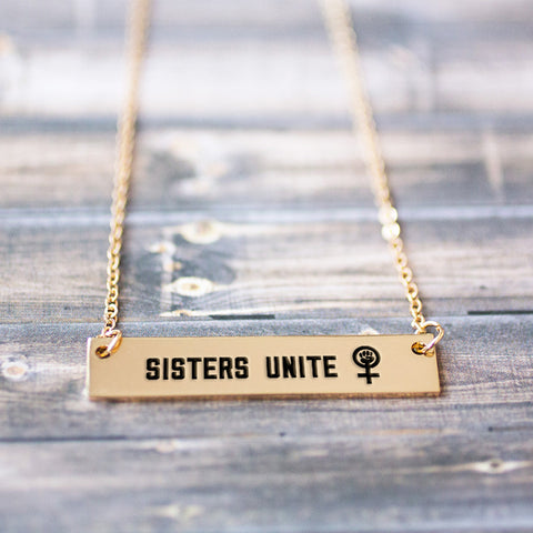 Sisters Unite Gold / Silver Bar Necklace - pipercleo.com