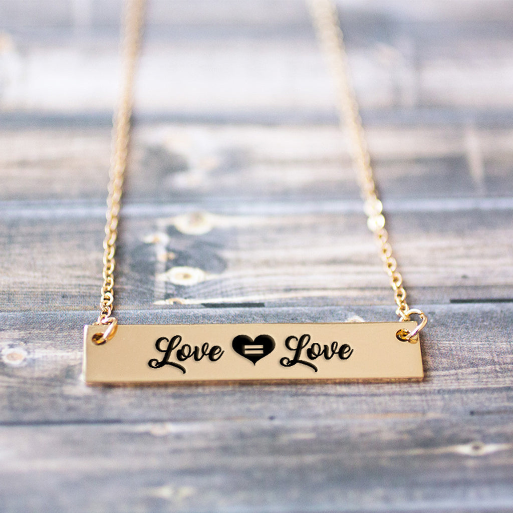 Love is Love Gold / Silver Bar Necklace - pipercleo.com