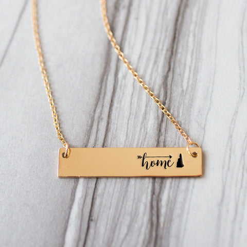 Home is New Hampshire Gold / Silver Bar Necklace - pipercleo.com