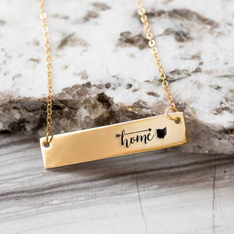 Home is Ohio Gold / Silver Bar Necklace - pipercleo.com