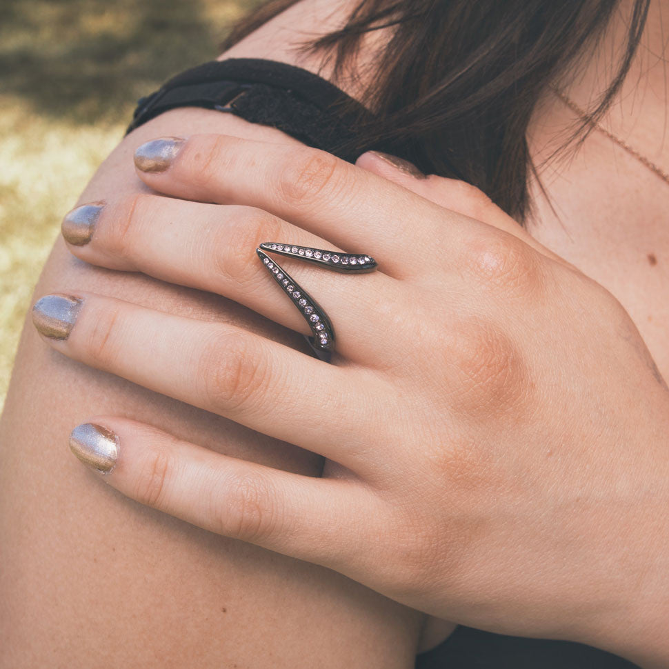 Gunmetal Spike Stainless Steel Ring - pipercleo.com