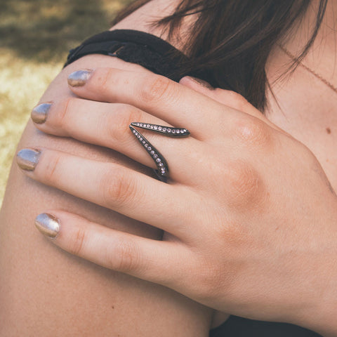 Gunmetal Spike Stainless Steel Ring