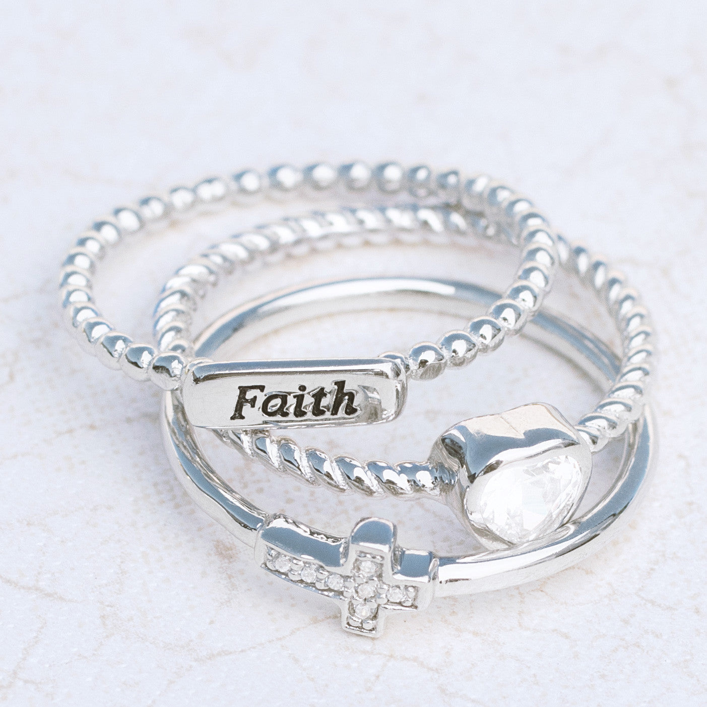Faith Sterling Silver Ring Set - pipercleo.com