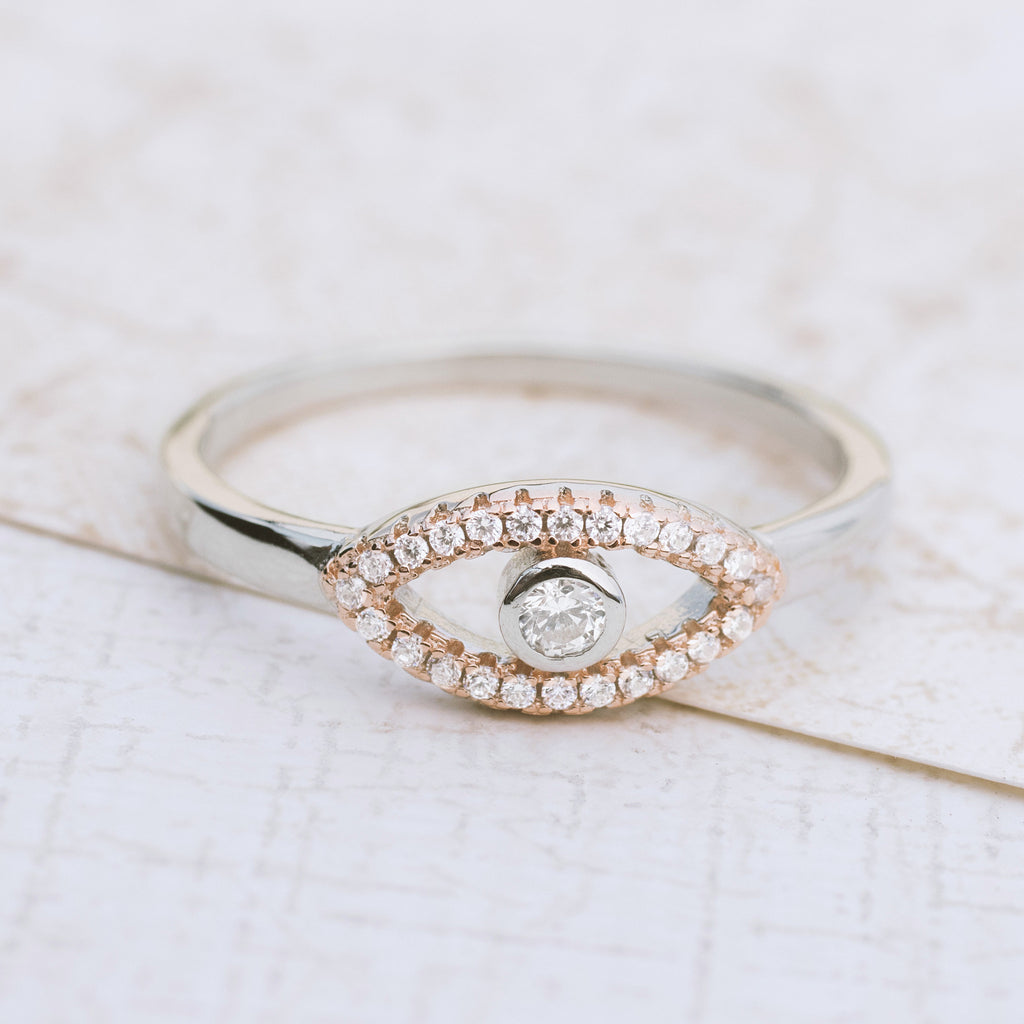 Evil Eye Sterling Silver Ring - pipercleo.com