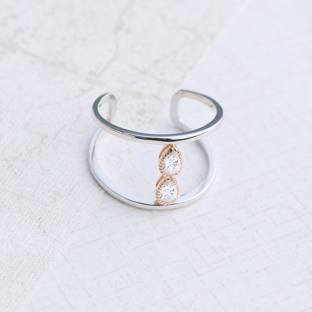 Teardrop Sterling Silver Engagement Ring - pipercleo.com