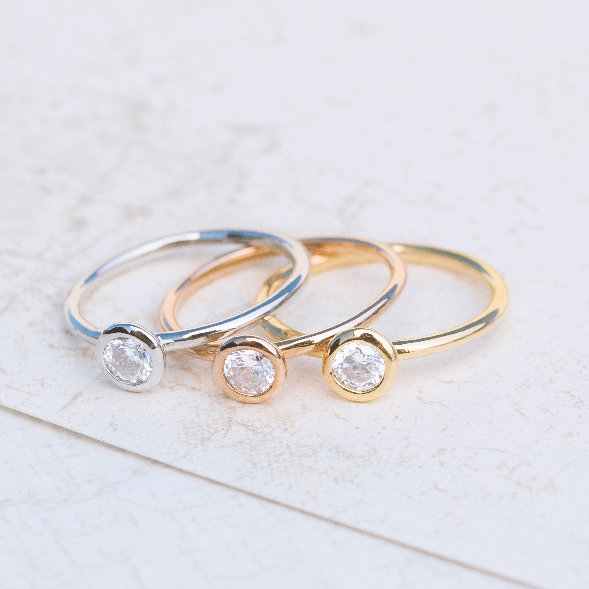 Tri Gold Stackable Rings
