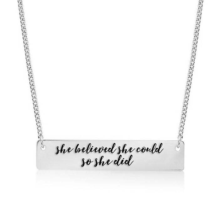 She believed she could so she did Gold / Silver Bar Necklace - pipercleo.com